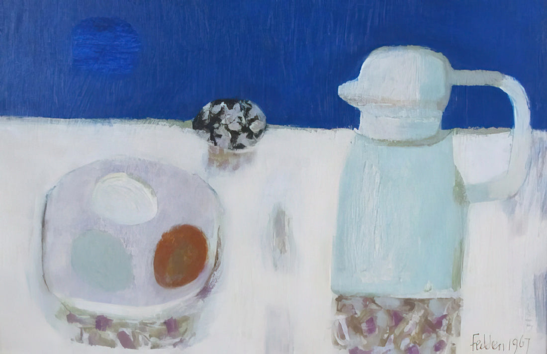 Mary Fedden Prints: A Collector's Guide to the British Modernist's Vibrant Still Lifes - Jug and Four Eggs - 1967 by Mary Fedden