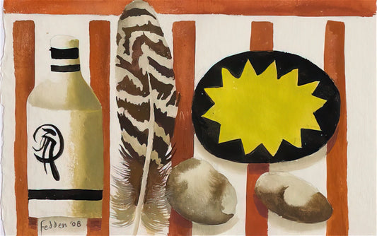 Mary Fedden Signed Limited Edition Prints: A Collector's Guide to Her Joyful Modernism - Feather and two stones - 2008 by Mary Fedden