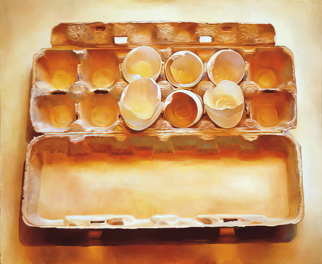 Mary Pratt Paintings for Sale: A Collector's Guide to Acquiring Her Masterful Realist Works - Eggs in an Egg Crate - 1975 by Mary Pratt