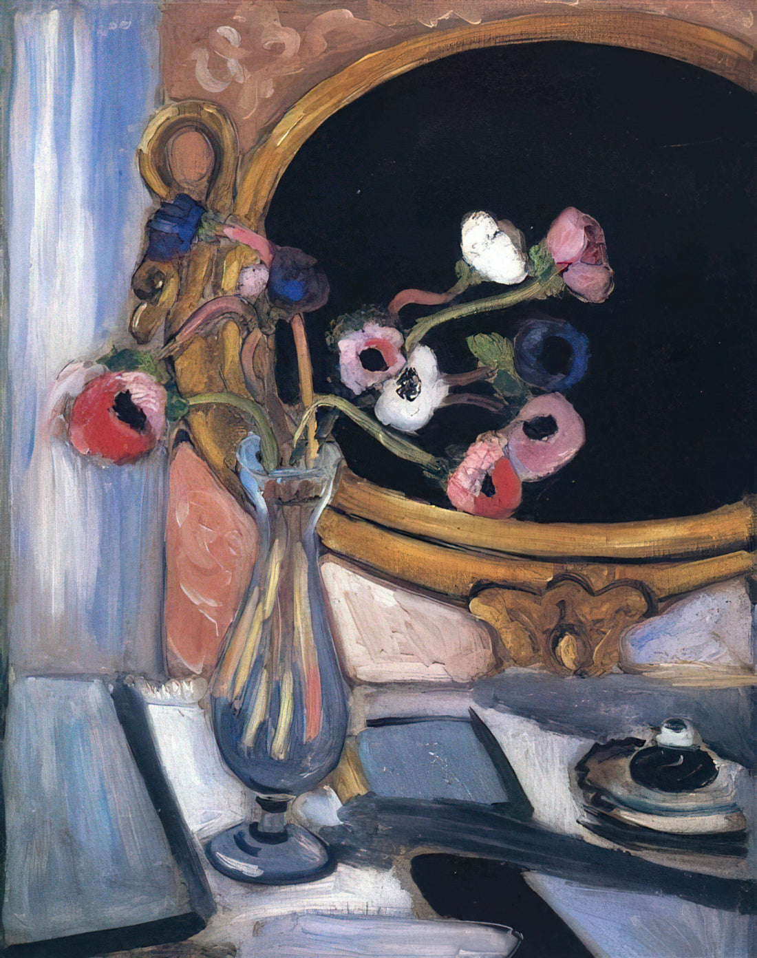 Matisse Blue Poster: Exploring the Artist's Iconic Use of Color in Modern Art Prints - ANEMONE AND MIRROR 1920 by Henri Matisse