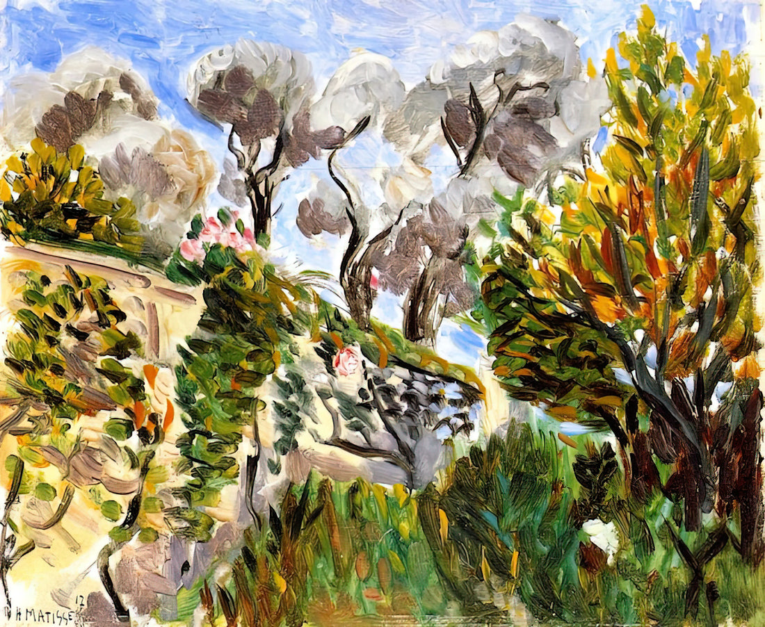 Matisse Blue Still Life: A Deep Dive into Color, Form, and Modernist Innovation - OLIVE TREES RENOIR S GARDEN IN CAGNES 1917 by Henri Matisse