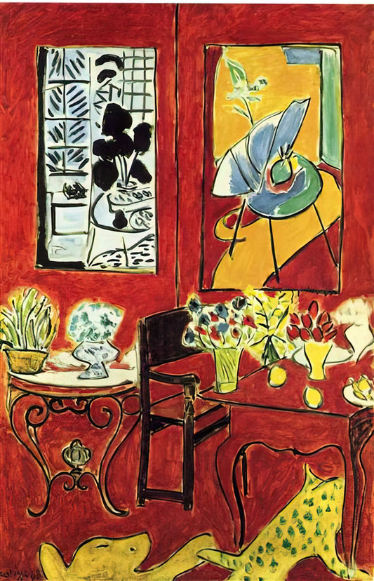 Matisse Landscape at Collioure Poster: The Birth of Fauvism in a Mediterranean Village - LARGE RED INTERIOR 1948 by Henri Matisse