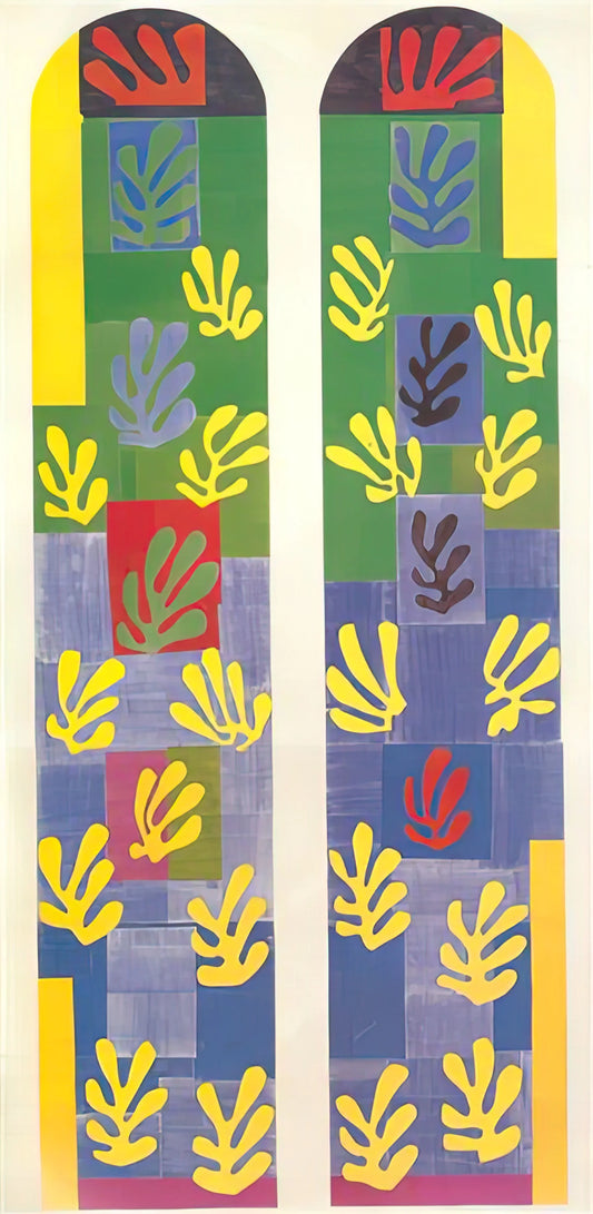 Matisse Paintings of the 1930s: A Decade of Decorative Mastery and Artistic Evolution - STAINED GLASS WINDOW WINDOW OF THE ABSIDE OF THE ROSARY CHAPEL 1949 by Henri Matisse