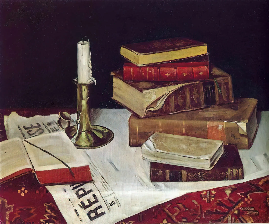Matisse the Master: The Revolutionary Vision of Henri Matisse - STILL LIFE WITH BOOKS AND CANDLE 1890 by Henri Matisse