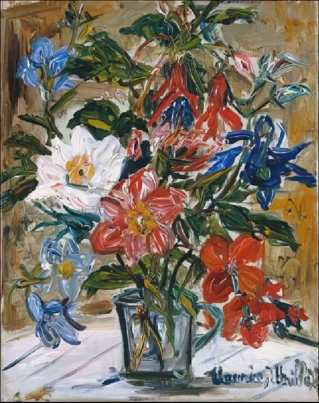 Maurice Utrillo Biografía: La Vida y Obra del Pintor de Montmartre - VASE WITH FLOWERS by Maurice Utrillo