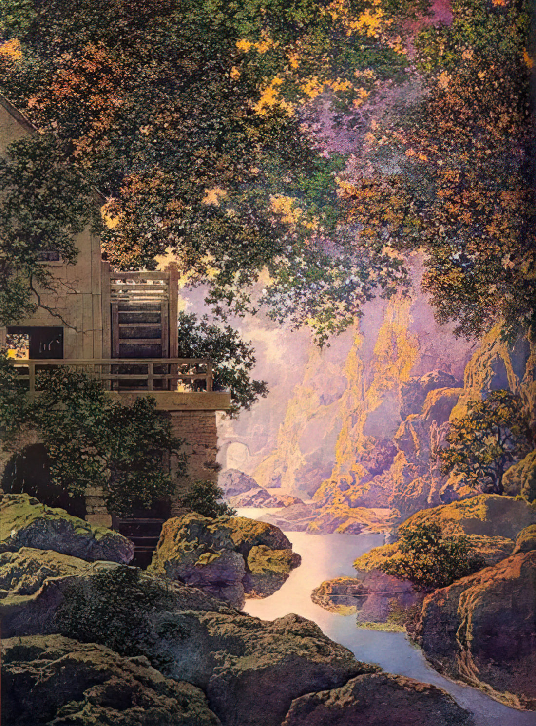 Maxfield Parrish Framed Prints: The Ultimate Guide to Collecting & Displaying His Luminous Art - The Old Glen Mill Large by Maxfield Parrish