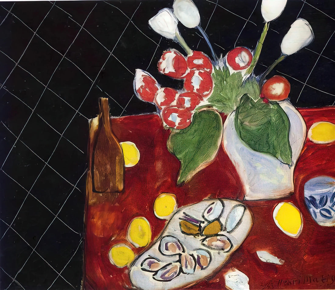 Modern Matisse: How Henri Matisse's Late Work Redefined 20th Century Art - TULIPS AND OYSTERS ON A BLACK BACKGROUND 1943 by Henri Matisse
