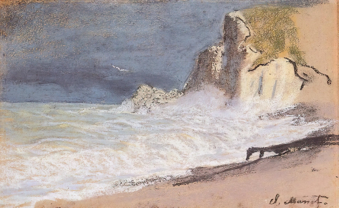 Monet All Paintings: A Comprehensive Guide to the Impressionist Master's Complete Works - The Manneport, Etretat - Amont Cliff, Rough Weather by claude monet