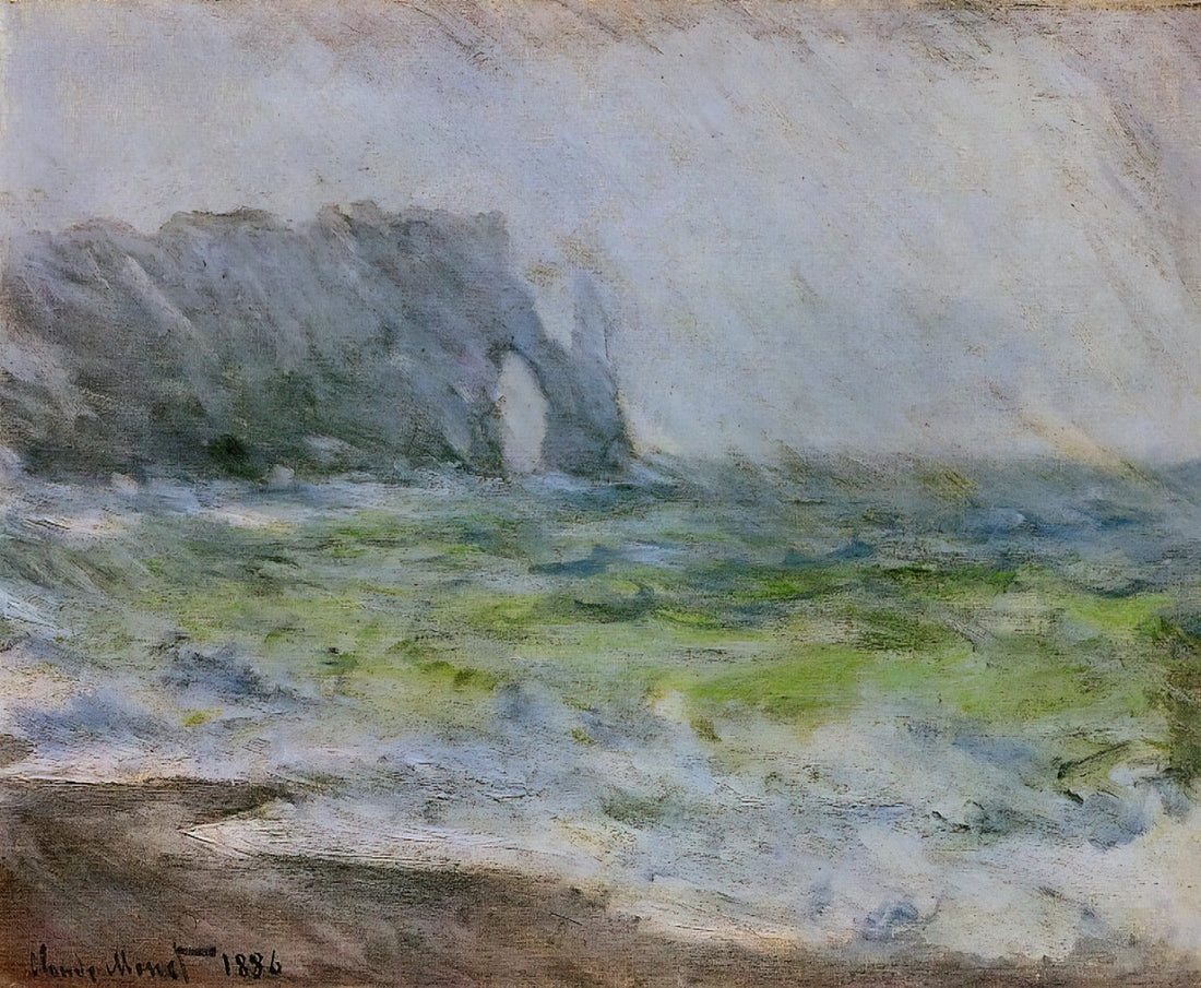 Monet Giclée Prints: The Ultimate Guide to Museum-Quality Impressionist Art - The Manneport, Etretat in the Rain by claude monet