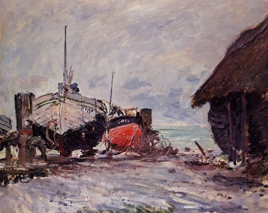 Monet Oil on Canvas: The Essence of Impressionism and Its Enduring Legacy - Fishing Boats at Etretat by claude monet