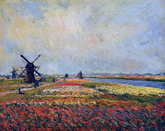 Monet's Lily Garden: The Water Lilies Series and the Birth of Modern Art - Fields of Flowers and Windmills near Leiden by claude monet