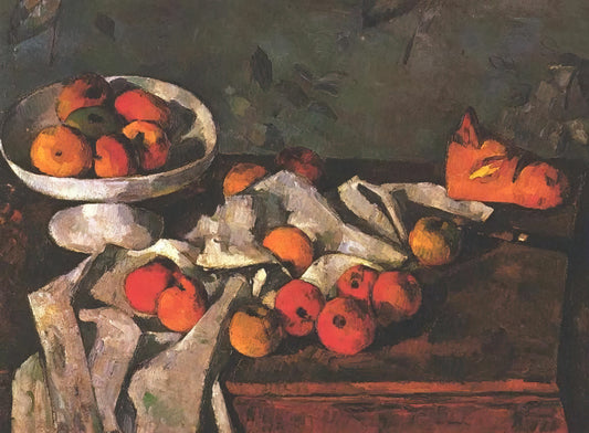 Mont Sainte-Victoire Painting: Cézanne's Obsession That Changed Modern Art - Still life with a fruit dish and apples by Paul Cézanne