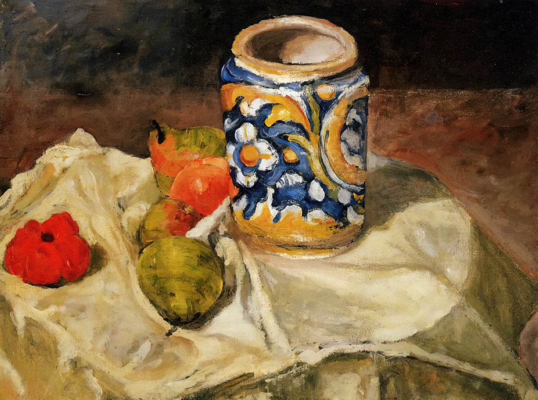 Mont Sainte-Victoire Paintings: Cézanne's Obsession That Changed Modern Art - Still life with Italian earthenware jar by Paul Cézanne