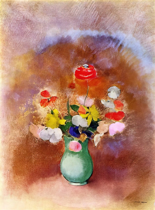 Odilon Redon Poster: The Symbolist Master's Dreamlike Vision in Print - POPPIES IN A VASE by Odilon Redon