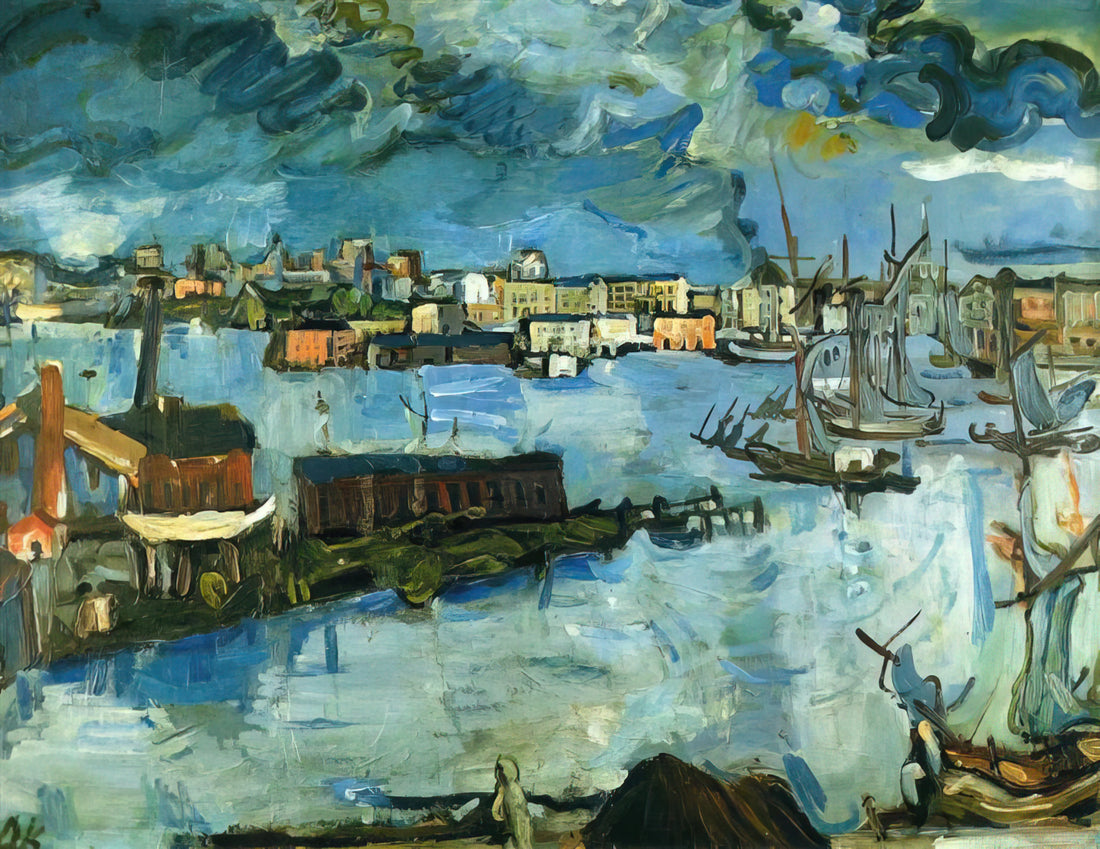 Oskar Kokoschka Lithograph: Expressionist Mastery in Printmaking - STOCKHOLM HARBOUR by OSKAR KOKOSCHKA