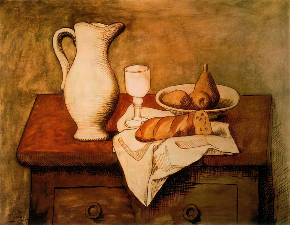Pablo Picasso Reproductions: A Collector's Guide to Museum-Quality Prints - Still life with jug and bread - 1921 by Pablo Picasso
