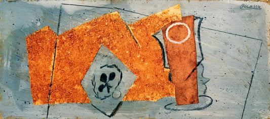 Pablo Picasso Three Musicians Print: A Masterpiece of Synthetic Cubism - Playing Card and Glass - 1914 by Pablo Picasso