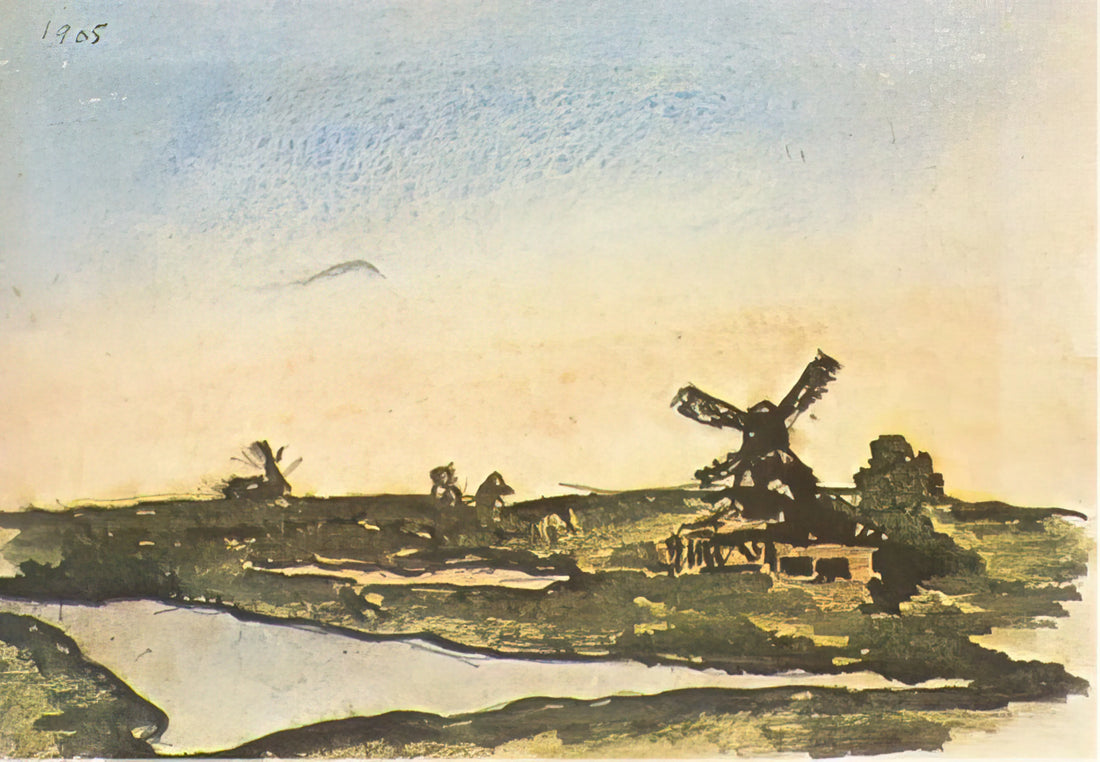 Pablo Picasso: The Revolutionary Genius Who Transformed Modern Art - Dutch landscape with windmills by Pablo Picasso