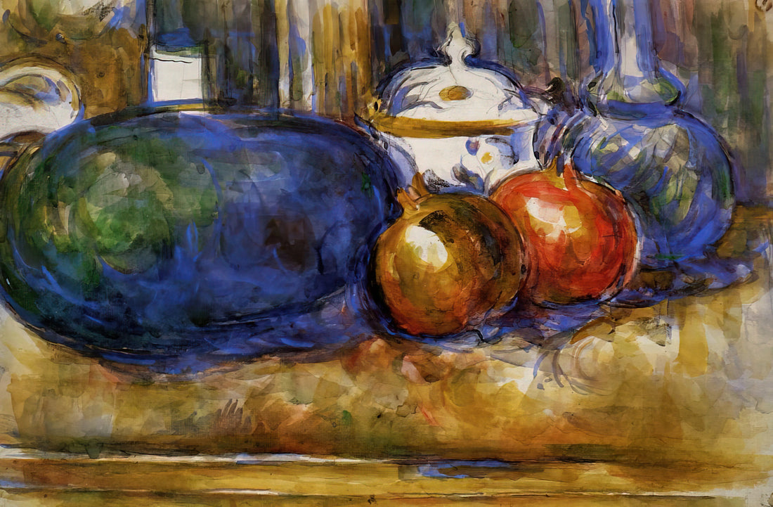 Paul Cezanne Art Prints: The Bridge Between Impressionism and Modernism - Still Life with Watermelon and Pemegranates by Paul Cézanne