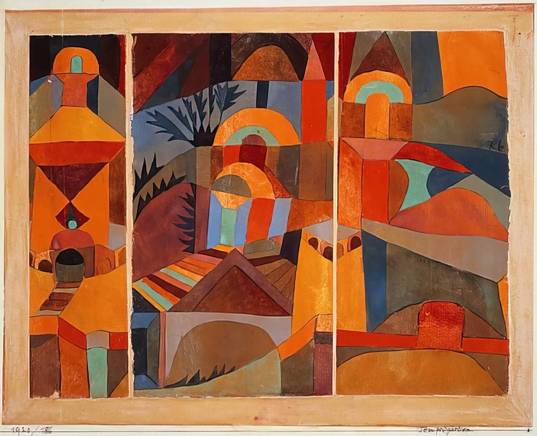 Paul Klee Angelus Novus Print: The Angel of History and Its Modern Resonance - TEMPLE GARDENS 1920 by Paul Klee