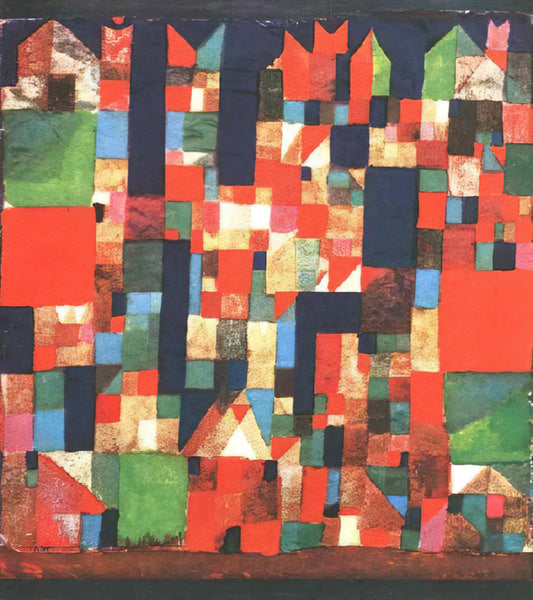 Paul Klee's Senecio Print: A Masterpiece of Modernist Abstraction and Symbolism - CITY PICTURE WITH RED AND GREEN ACCENTS 1921 by Paul Klee
