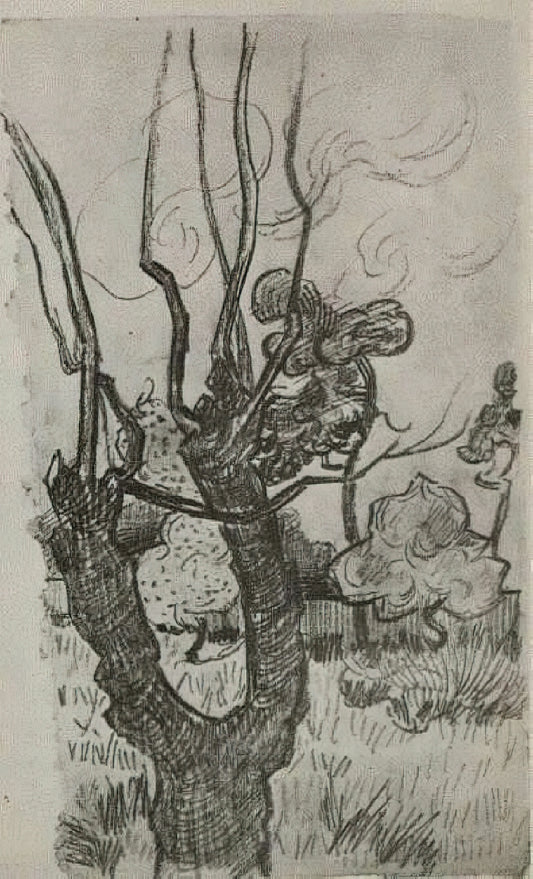 Peasant Shoes by Vincent van Gogh: An Icon of Empathy and Artistic Evolution - A Bare Treetop in the Garden of the Asylum by Vincent van Gogh