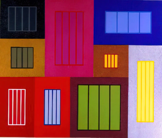 Peter Halley Gallery: Exploring the Geometric Language of Neo-Geo - The Time Machine - 2002 by Peter Halley