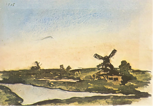 Picasso 1896: The Pivotal Year That Shaped a Genius - Dutch landscape with windmills by Pablo Picasso