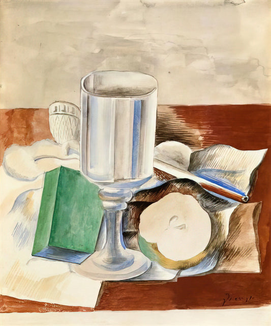 Picasso in 1937: The Year of Guernica and Artistic Metamorphosis - Still life with a Glass and an Apple - 1914 by Pablo Picasso