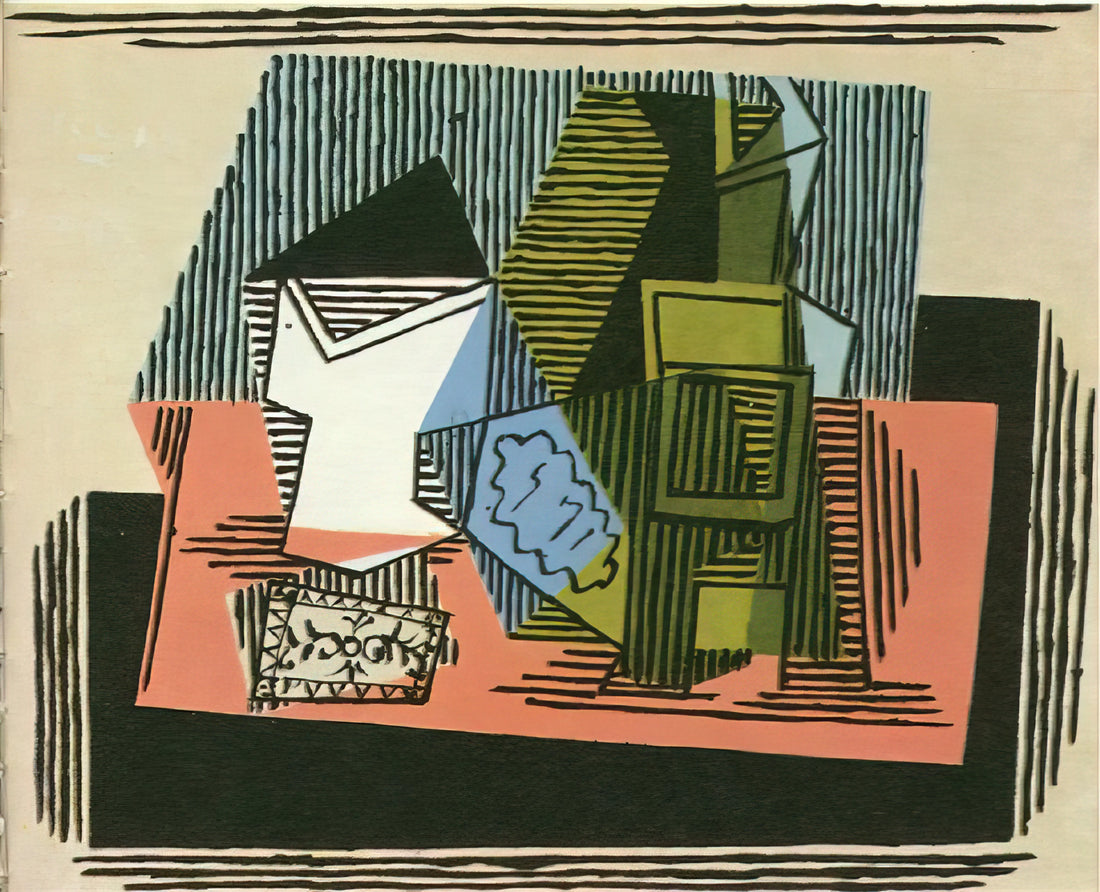Picasso's 'Le Goût du Bonheur': A Masterpiece of Joy and Color - Glass, bottle, packet of tobacco by Pablo Picasso