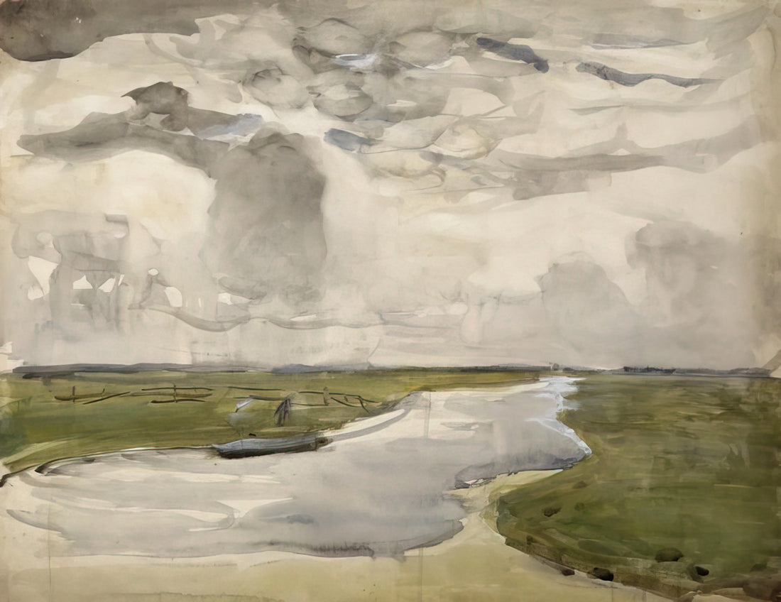 Piet Mondrian Blue: The Evolution of a Modernist Icon - Meandering Landscape with River by Piet Mondrian