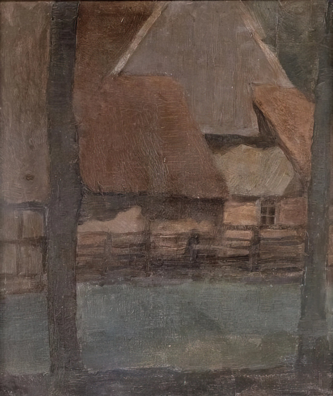 Piet Mondrian's Most Famous Painting: A Deep Dive into Composition with Red and Blue - Gable Farm with trees by Piet Mondrian