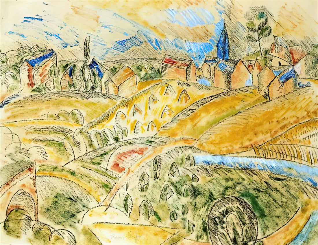Raoul Dufy Posters: A Curator's Guide to His Joyful Modernist Prints - CUBIST LANDSCAPE WITH HAYSTACKS by Raoul Dufy