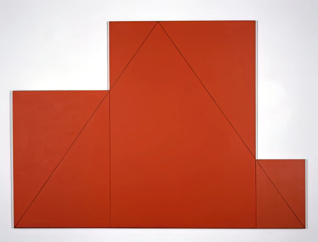 Robert Mangold Brushed Aluminum Print: A Study in Minimalist Geometry and Modern Art - A TRIANGLE WITHIN THREE RECTANGLES 1977 by Robert Mangold