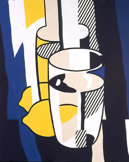 Roy Lichtenstein 1961: The Transformative Year That Redefined Pop Art - GLASS AND LEMON IN A MIRROR 1974 by Roy Lichtenstein