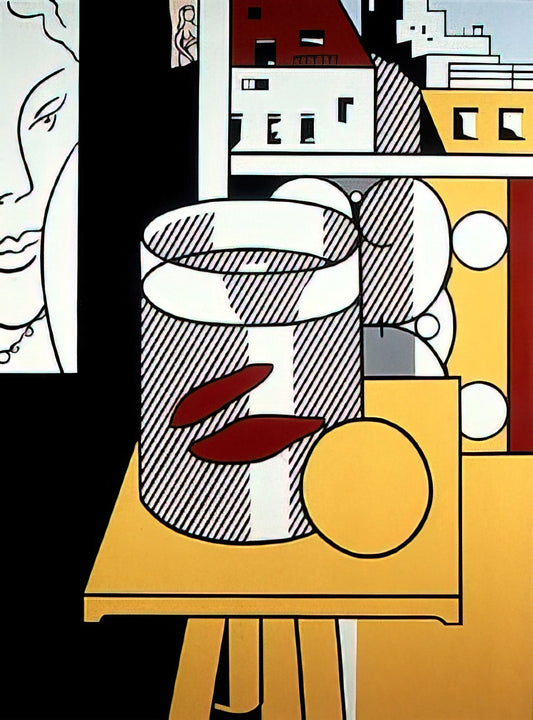 Roy Lichtenstein Pop Art Paintings: The Ben-Day Dots Revolution - STILL LIFE WITH GOLDFISH 1974 by Roy Lichtenstein
