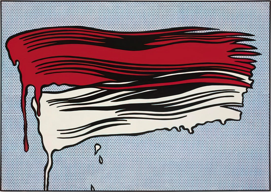 Roy Lichtenstein Price Guide: Understanding Value in Pop Art Prints and Originals - RED AND WHITE BRUSHSTROKES 1965 by Roy Lichtenstein