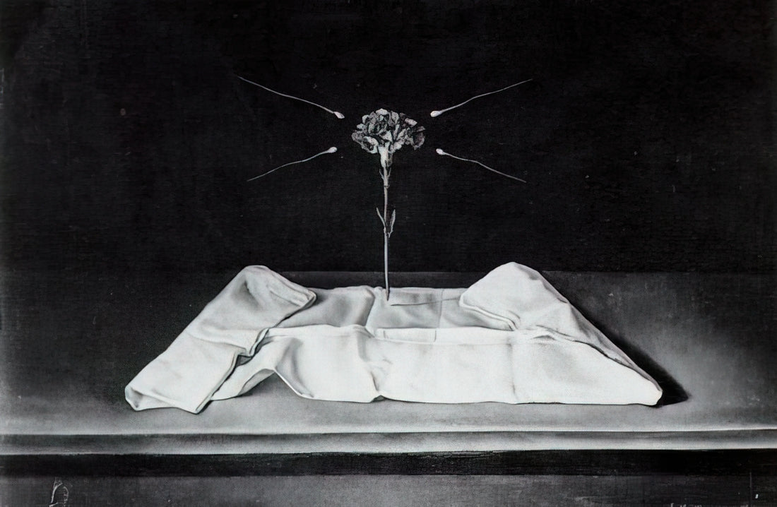 Salvador Dalí Desert Painting: The Surrealist's Arid Dreamscapes and Symbolic Landscapes - MYSTICAL CARNATION 1951 by Salvador Dali