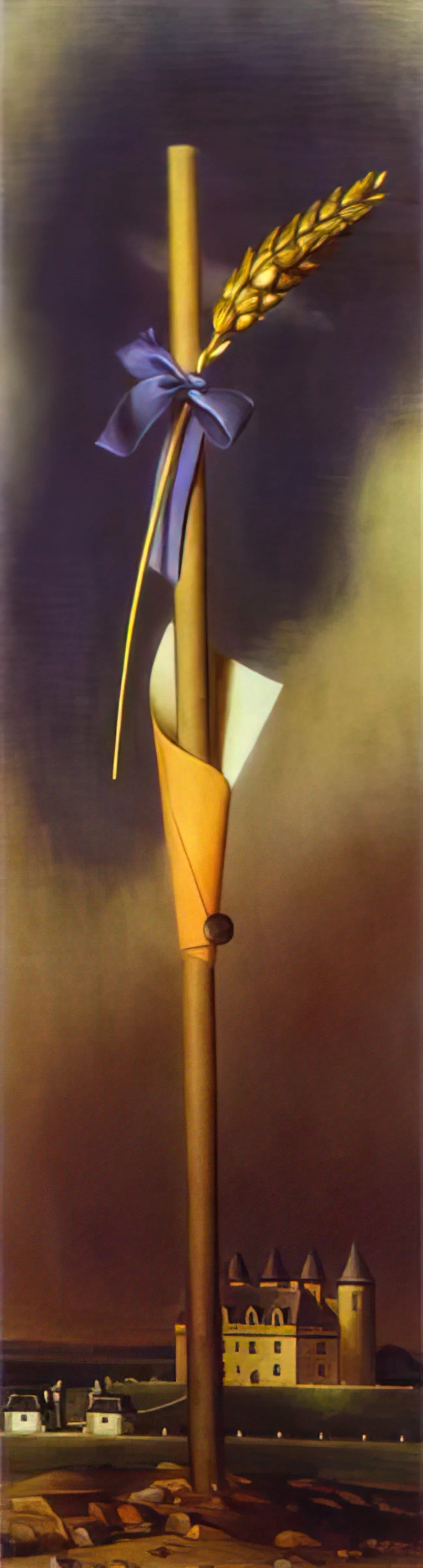 Salvador Dalí's Lincoln Lithograph: The Surrealist Master's Optical Illusion Masterpiece - BLUE KNOT AND EAR OF WHEAT NEXT TO THE CASTLE by Salvador Dali