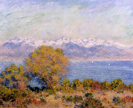 San Giorgio Maggiore at Dusk Print: Monet's Venetian Masterpiece in Modern Reproduction - The Alps Seen from Cap d'Antibes by claude monet