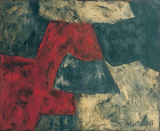 Serge Poliakoff Gouache: A Journey into Abstraction's Lyrical Geometry - Composition - 1958 by Serge Poliakoff