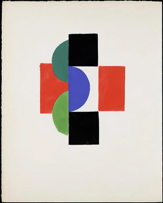 Sonia Delaunay Art Work: A Journey Through Color, Abstraction, and Modernist Innovation - UNTITLED GOUACHE ILLUSTRATION FOR TRISTAN TZARA S LE FRUIT PERMIS 1956 by Sonia Delaunay