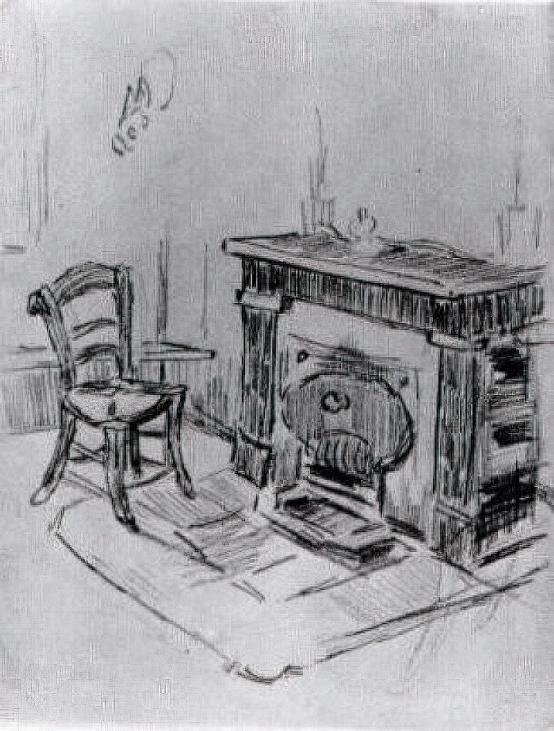 Starry Night Over the Rhône Poster: A Guide to Van Gogh's Celestial Masterpiece - Mantelpiece with Chair by Vincent van Gogh