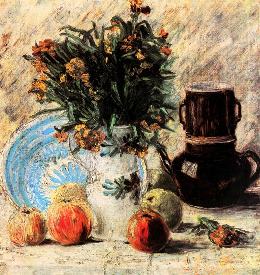 Starry Night Over the Rhône Poster: A Guide to Van Gogh's Celestial Masterpiece - Vase with Flowers, Coffeepot and Fruit by Vincent van Gogh