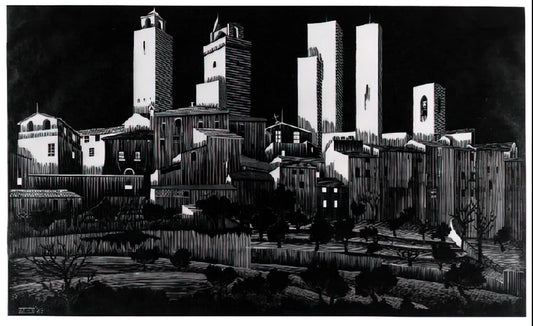 The Crystalline World of M.C. Escher: Exploring Geometry, Illusion, and Mathematical Art - SAN GIMIGNANO by MC Escher