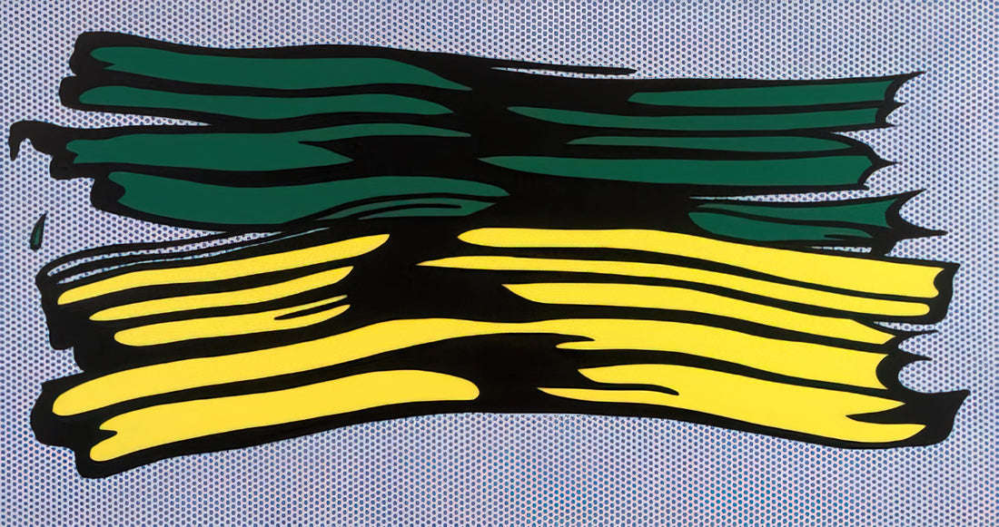 The Enduring Allure of the Lichtenstein Cow: Pop Art's Pastoral Reimagination - YELLOW AND GREEN BRUSHSTROKES 1966 0 by Roy Lichtenstein