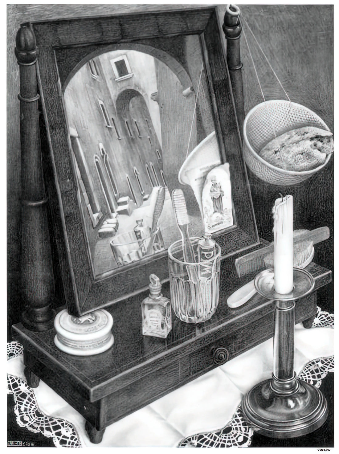 The Mathematical Art of Escher: Where Geometry Meets Imagination - CANDLE MIRROR by MC Escher