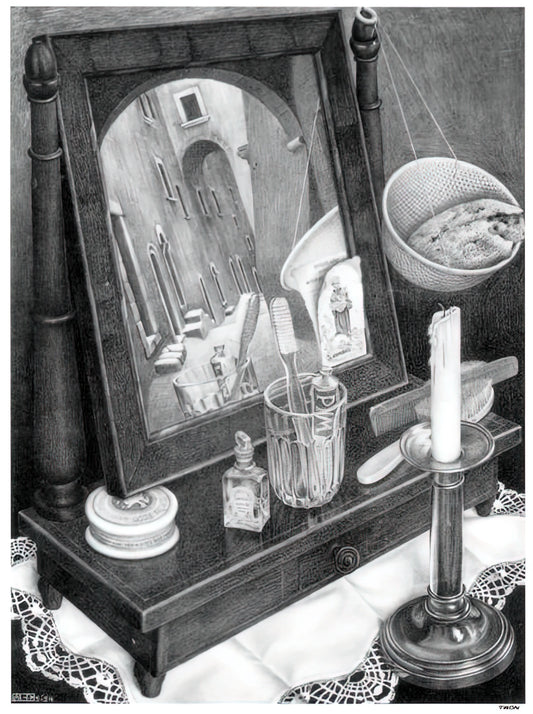 The Mathematical Art of Escher: Where Geometry Meets Imagination - CANDLE MIRROR by MC Escher