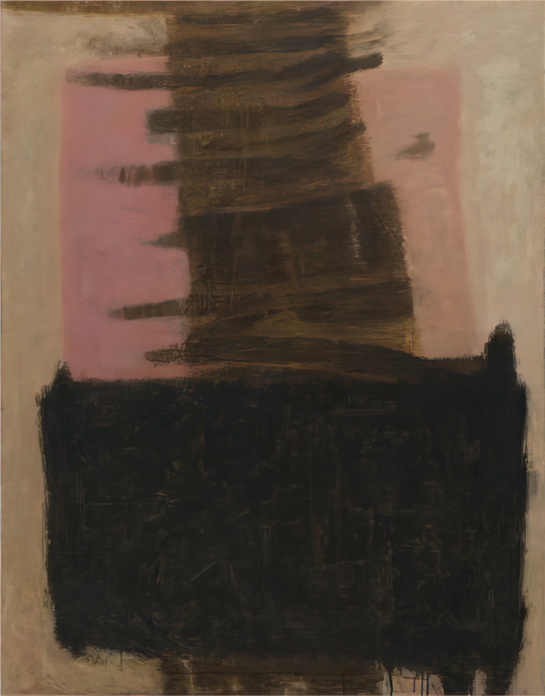 The Modernist Elegance of an Adja Yunkers Brushed Aluminum Print - Composition in Black  Ochre - 1957 by Adja Yunkers