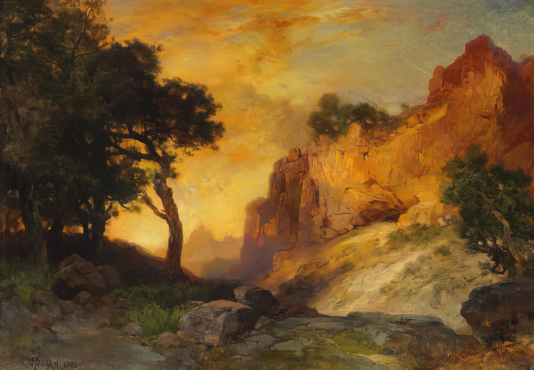 Thomas Moran Lithographs: The Master of American Landscape in Print - A Side Canyon by Thomas Moran